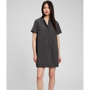 Gap NWT SS Utility Popover Dress Soft Black Cotton Mini Medium